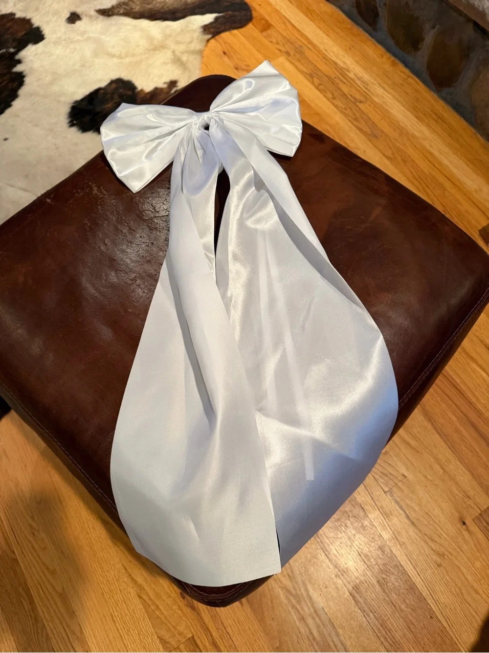 White Satin Wedding Bows with Long Tails set of 12